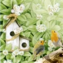 Serviette Vogelhäuschen, Rotbrüstchen